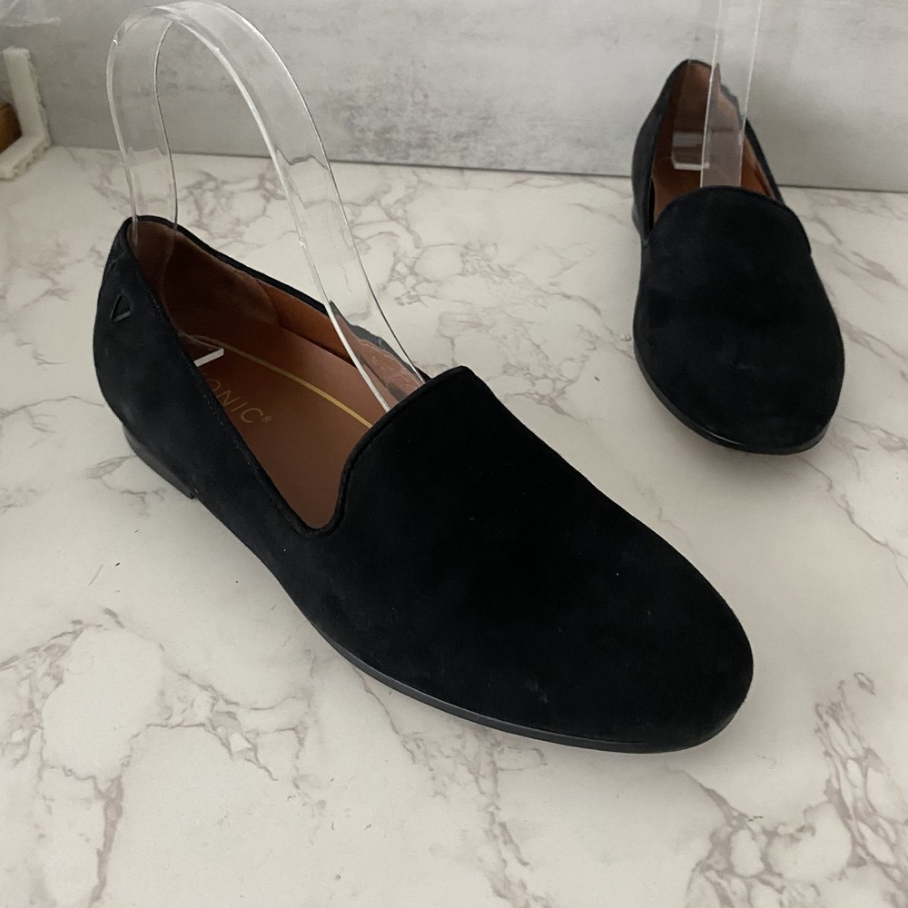 Vionic Loafers Shoes Women‎ Sz 6.5 Black Suede Office Everyday